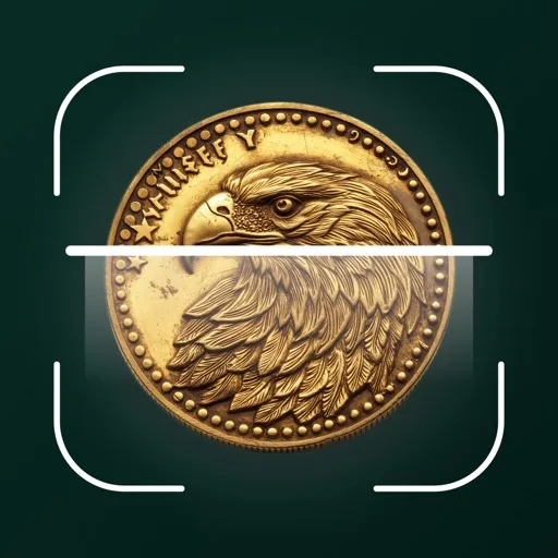 Coin ID Scan app icon — AI-powered coin recognition with PCGS grading and live market values.